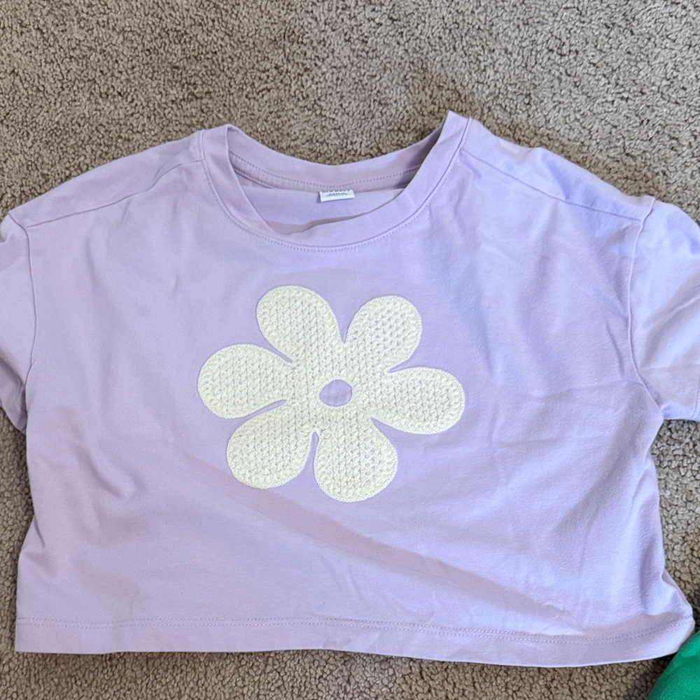 GAP Lavender Kids Tee with Cream Floral Design